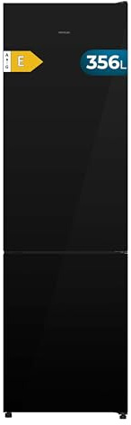Cecotec Réfrigérateur Combi 356L Bolero CoolMarket Combi 356i Black Glass E. 200cm de Hauteur, 59,5 cm de Largeur, Classe E, Technologie Multi Airflow, FreshnessFlex et HumidityFlex HUB