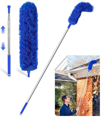 Gutter Cleaning Tool from Ground - Adjustable Gutter Cleaner Tools | No Ladder Needed Rain Gutter Gutter Cleaning Tool Easy Remove Leaves and Debris Under Gutter Hangers # (Blue)