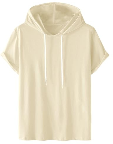 2026 Camiseta con Capucha Hombre de Manga Corta, Camisa Hombre Deportiva Casual de Verano Ropa Suelta cómodo T-Shirts Capucha Cordón Ajustable Hoodie