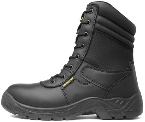 EarthWorks Safety - EarthWorks Nail Mens Black Lace Up Safety Boot - Size 10 UK - Black