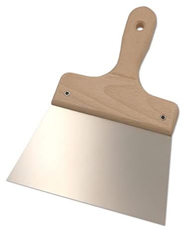 DEWEPRO® Spatule large - Spatule de peintre avec manche en bois solide et lame en acier inoxydable - Largeur : 180 mm - Spatule à joints