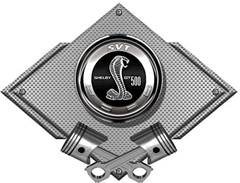 ZIC Motorsports Ford SVT Shelby Cobra Super Snake GT500 Gas Cap Silver Diamond Crossed Pisotons Heavy Duty Metal Garage Wall Sign - 25 X 19