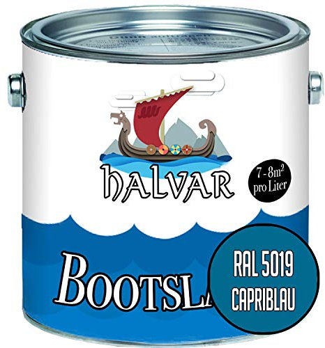 Barco barniz azul RAL 5000-5024 Yachtlack SEIDENMATT Barco Color PU reforzado para madera y metal resistente altamente Barco lacado, color Ral 5019 Cabriblau, tamaño 10 L