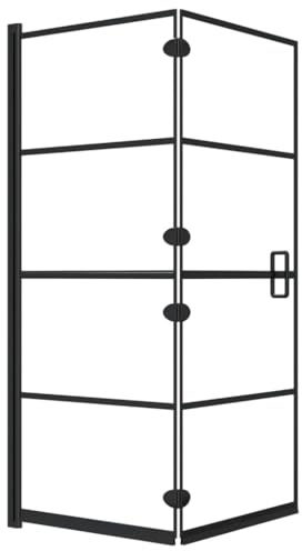 vidaXL Shower Enclosure, Folding Glass Shower Enclosure for Bathtub, Shower Panel Screen with Handle, Bathroom Shower Cabin, ESG 47,2 x55,1 Black