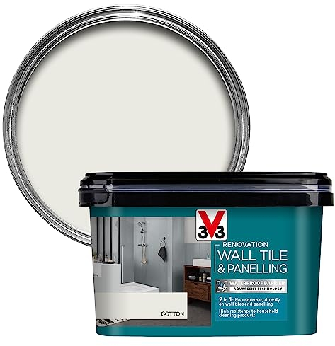 V33 Vernice per ristrutturazione di piastrelle e rivestimenti in cotone, 2 l, per superfici ad alta umidità, resistenza alle variazioni di temperatura, lavabile, facile manutenzione, resistente ai