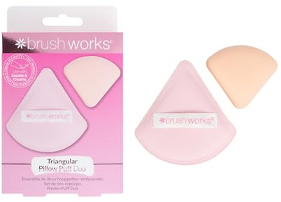 Brushworks Triangular Pillow Puff Duo – Ultra-Soft Bouncy Makeup Puffs for Liquid & Powder Application, Flawless Base, Airbrushed Finish