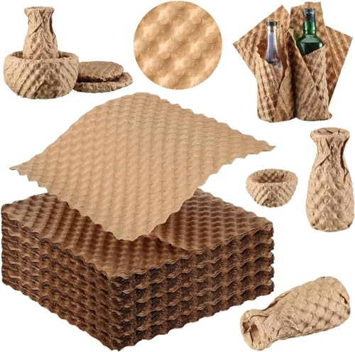 Paper Bubble Wrap Eco Cushioning Wrap, Packing Supplies for Storing Delicate Items Moving Shipping, Alternative to Plastic Bubble Filler for Moving Boxes 96ft