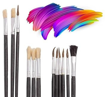 Paint Brush Set Fine Detail Brushes For Decorating Face Watercolour Gouache Acrylic And Oil Painting Professional Artist Plastic Handled Assorted With Nylon Hair For Artists Adults And Kids (12 Pcs)