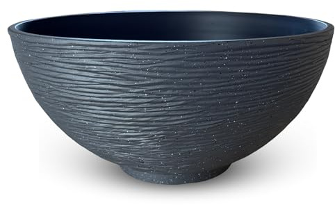 matches21 HOME & HOBBY Große Pflanzschale für draussen in 45 x 23 cm - Steinoptik Dekoschale anthrazit als wetterfeste Blumenschale