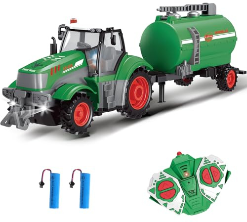 Bonikita Ferngesteuerter Traktor 1:24 RC LKW Spielzeug für Jungen und Mädchen ab 6 7 8 9 Jahren, 2.4-GHz RC Traktor mit Licht, Farm LKW für Kinder ab 6 Jahren, Weihnachts- und Geburtstagsgeschenk
