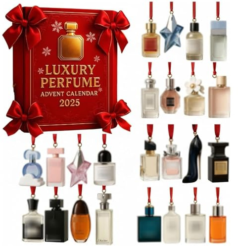 Nuovo Calendario dell'Avvento 2025 di Profumi di Lusso, Set Regalo da 24 Giorni, 24 Giorni di Profumi da Donna e Uomo, Calendario dell'Avvento con Ciondolo Profumo 2025, Set Regalo per il Conto Alla