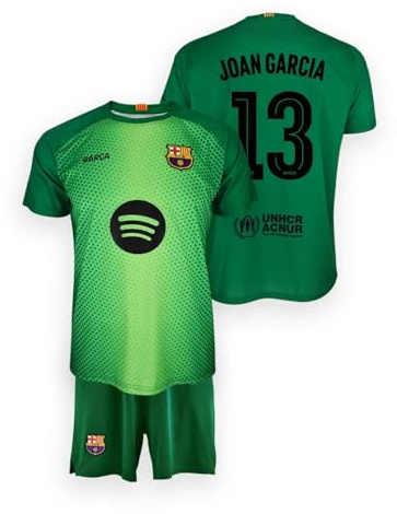 FC Barcelona Equipación de Portero Niños Temporada 25/26, Camiseta y Pantalón Verde, Réplica Oficial Joan Garcia, Unisex, 6 Años
