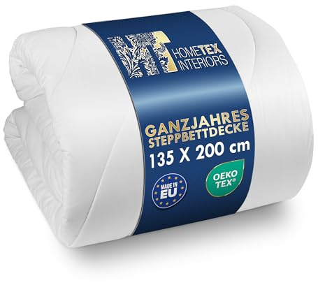 MS Hometex Interiors Ganzjahres-Bettdecke 135x200 – Steppdecke mit Silikonfaserfüllung 270 g/m², Mikrofaser, Atmungsaktiv, Allergikergeeignet, Ultraschall-Steppung, Weiß