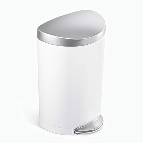 Simplehuman Deluxe Poubelle à pédale Semi-rond Inox Blanc 6 litres