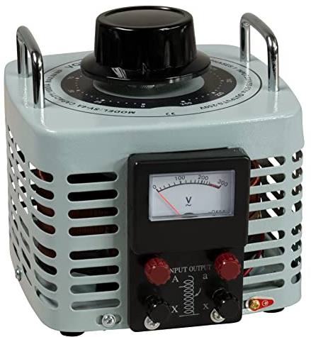 McPower Ringkern-Stelltrafo V-4000 | 0–250 V stufenlos | 4 A, 1000 W | Analogdisplay | Voltmeter integriert | Eingang 230 V | Nicht galvanisch getrennt