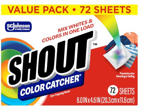 Shout Color Catcher Feuilles pour laundry, Maintains Clothes Original Colors, 72 Count