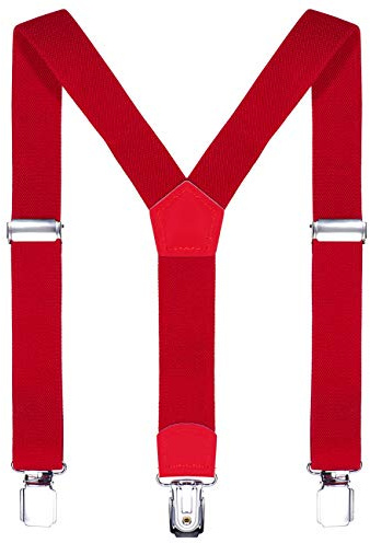 DonDon niños tirantes rojo 2 cm estrecho longitud ajustable para una altura de 80 cm a 110 cm o sea 1-5 años