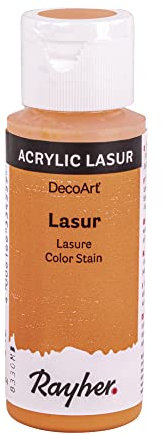 Rayher 35023204 Lasur, Flasche 59 ml, Holzlasur, Farbe für Holz, transparente, nicht deckende Acrylfarbe, veredelt unbehandeltes Holz und andere saugende Untergründe, aprikot