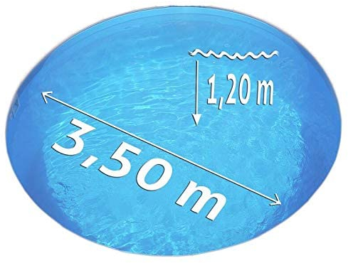 Rundpool-Set Silber Ø 3,50 x 1,20 m, Folie blau 0,80 mm, aufgestellt Stahlrahmen Pool Gartenpool Komplett- Set