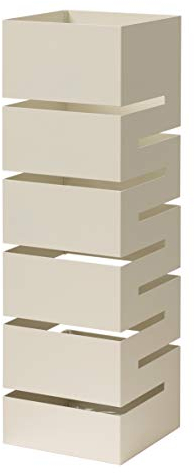 Baroni Home Portaombrelli Design Moderno Porta Ombrelli in Metallo Bianco Geometrico con 2 Gancini e Vaschetta Scolapioggia Rimovibile 15,5X15,5X49 cm