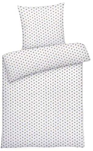 Carpe Sonno Seersucker Bettwäsche 155x220 Baumwolle | Sommer Bettwäsche Blumen Bettbezug 155x220 | Kühlende Sommerbettwäsche Bügelfrei Bettwäsche-Sets Blumen Bettwäsche Baumwolle 155 x 220 Weiß Gelb