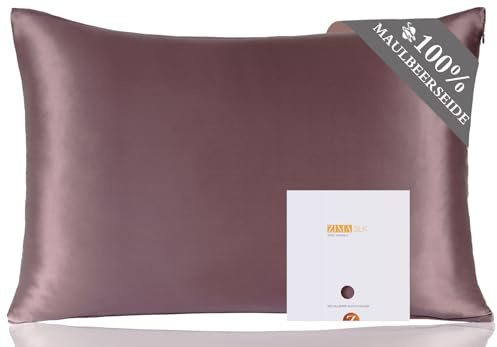 ZIMASILK - Funda de cojín y almohada de 100 % seda, para cabello y piel, de seda pura de morera, 19 mommes, con cremallera, 80 x 80 cm, gris violeta, 1 unidad