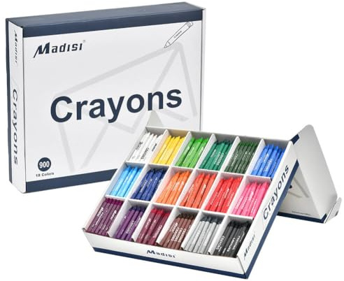 Madisi Crayon Bulk pack, Regular Size, 18 Colors, 900 Count