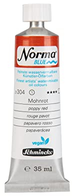 Schmincke - NORMA Blue, 21304009, finaste akvarelloljor för konstnärer, högpigmenterade, ljusbeständiga, veganer, papaveracea, 35 ml