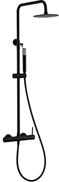 MICE - Colonna doccia con monocomando integrato in acciaio inox - spruzzatore extra piatto - Rubinetteria bagno colore nero opaco