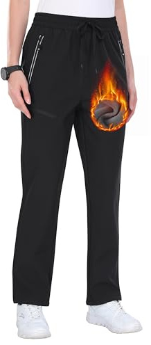 MoFiz Skihose Damen Wasserdicht Wanderhose Thermohose Outdoorhose Softshellhose Langlaufhose für Winter Tiefschwarz L
