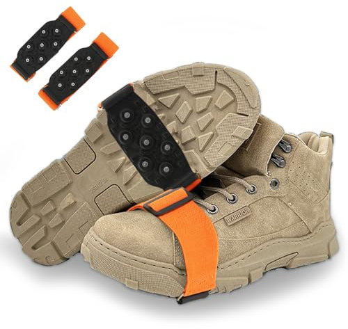 Aoreun Steigeisen Bergschuhe Mid-Sole Ice Cleats Steigeisen, Schuh Spikes Anti Rutsch, Steigeisen als Gleitschutz bei Glatteis, rutschfeste Eisspikes für Laufen, Schuhkrallen für EIS und Schnee