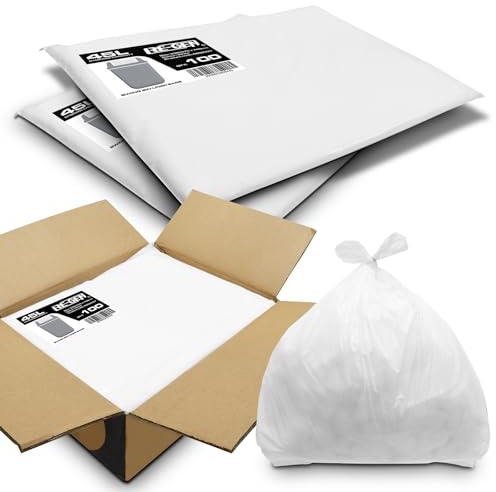 RE-GEN Boîte complète | 1000 sacs | Sacs à ordures blancs robustes de 45 L pour cuisine et salle de bain, sacs à ordures pivotants | Utilisation quotidienne, au bureau et à la maison | Sacs poubelles