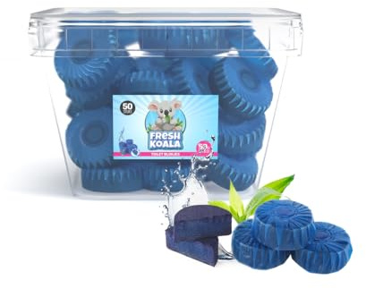RMBO Limpiador y Ambientador para Inodoro, Pack de 50 Cubos Empotrados, Pastilla para Cisterna, Limpiador de Cisternas para Inodoro Tabletas, Duradero y Efectivo, Para Baño Fresco y Limpio