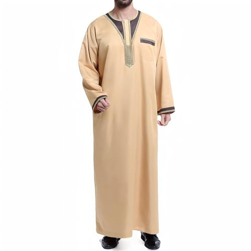 Caftano Uomo – Abito Musulmano Thobe Djellaba Kami (Beige, S)