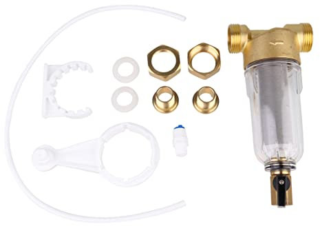 OSALADI Filtre à Eau Pour Avec Système De Nettoyage Automatique Purificateur Eau Domestique Pour Cuisine Filtre Anti-calcaire Pouce à Pouce Couleur Dorée