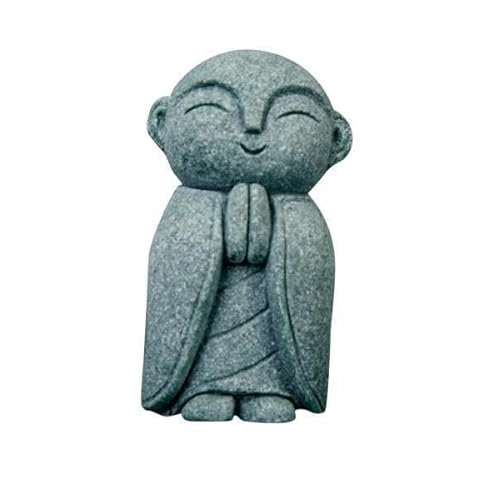 2X Statua del Piccolo Ornamento da Tavolo Regalo Artigianale Figura del Scultura del Buddha Figurina in Pietra Arenaria per Libreria del