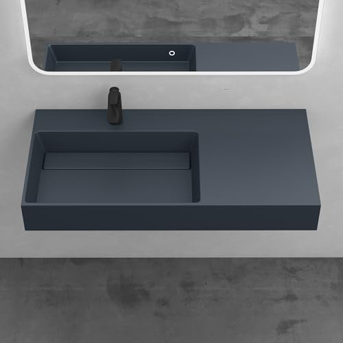 Mai & Mai Col12-Link Countertop Washbasin 100 x 48 x 13 cm Matt Anthracite Cast Mineral without Overflow