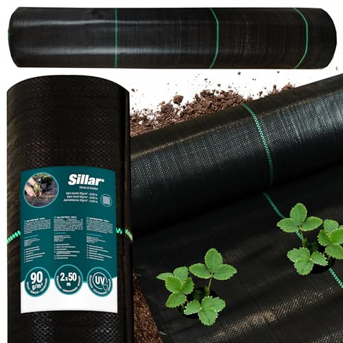 Sillar ogrässkyddsfolie, trädgårdsfolie, vattengenomsläpplig, rivbeständig, med hög UV-stabilitet (90 g/m²) 2x50m