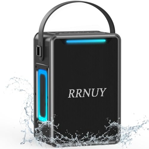 RRNUY Portable Bluetooth Speaker 60W IPX6 Waterproof Wireless Speakers with Deep Bass, TWS Pairing, DSP Stereo Sound, Led Light, Big Powerful Loud Outdoor Boombox for Home Party Camping Beach