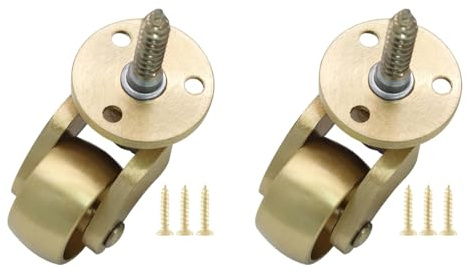 WATERBELINE Lot de 2 roulettes pivotantes à 360 degrés en laiton pour meubles silencieux pour défense du sol et des tapis