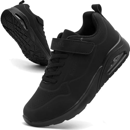 situkeke Boys Trainers Kids Sneakers Cushioned Walking Running Shoes Girls Sports Lightweight Comfortable Fashion Trainers School Shoes,Black,EU36