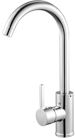 SUNNYNEST Kitchen Sink Tap - Brushed Nickel Single Lever 360º Swivel Spout Monobloc Mixer for Kitchen Faucet