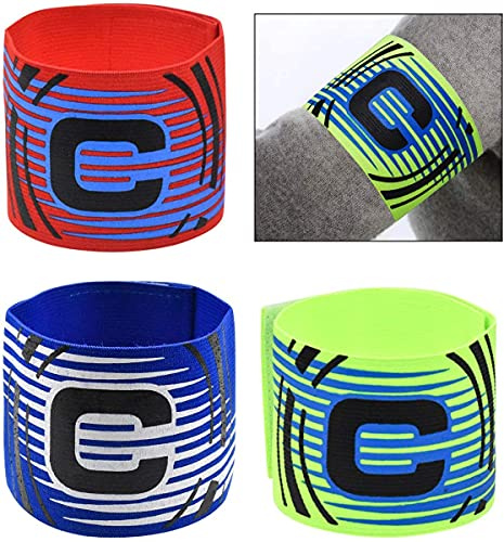 3 PCS Captain Armband Football Multicolor Adjustable Band Elasticated Soccer Captain's Armband for Football Hockey Rugby Multiple Ball Games Sports Adult