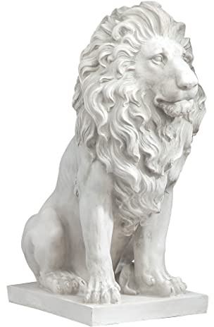 Design Toscano Sentinella leone di Firenze Statua animale, poliresina, pietra antica, 71 cm