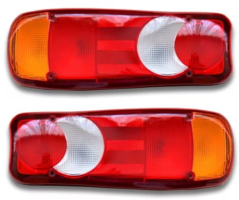 2 feux arrière avec lampe de plaque d'immatriculation pour camion, benne, tracteur, remorque, châssis - Ampoules universelles 12 V et 24 V.