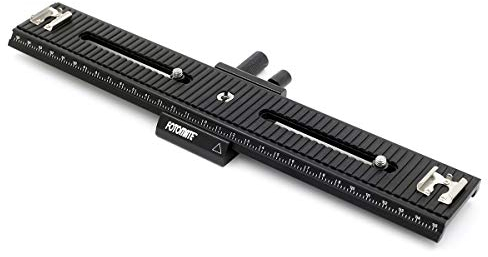 ayex Einstellschlitten Makroschiene mit Zubehörschuh LP-03 mit 25cm Verstellweg + Zubehörschuh Fotoschlitten Stereoschlitten