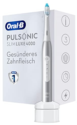Oral-B Pulsonic Slim Luxe 4000 Elektrische Schallzahnbürste/Electric Toothbrush, 3 Putzmodi für Zahnpflege und gesundes Zahnfleisch, Geschenk Mann/Frau, platin