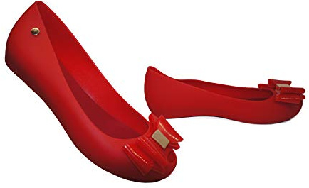 IVACHY Womens Jelly Ballet Shoes, Bow Details Slip-On Flats, Comfy Ladies Casual Wear Every-Day Closed Toe Ballerina Pumps Red