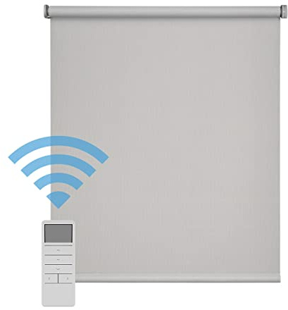 Easydeco - Screen Premium Battery Motor Roller Blind (Grey, 165_x_250_cm) | Fabric Size 161 x 250 cm