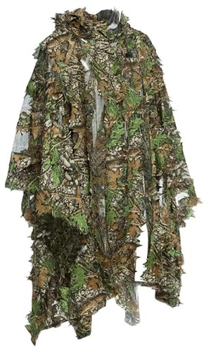 NP 3D Jakt Kamouflage Ghillie Med Keps Kostym Kläder Djungel Kappa Poncho Camo Bionic Bladcape för Jakt Fotografi